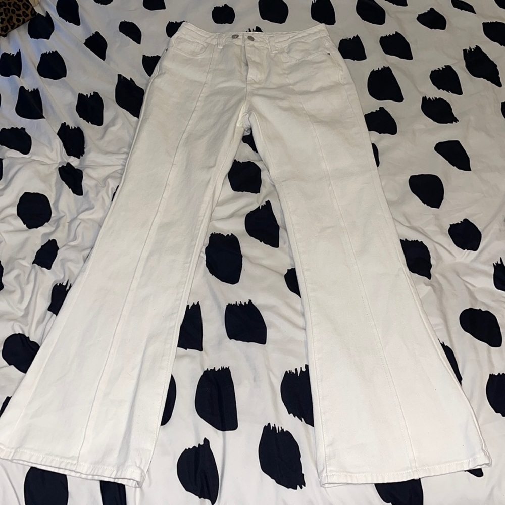 White flare jeans